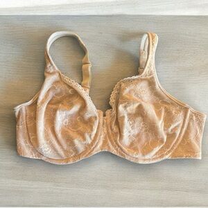 Bali 40D Satin Tracings Lace Minimizer Bra nude lace underwire